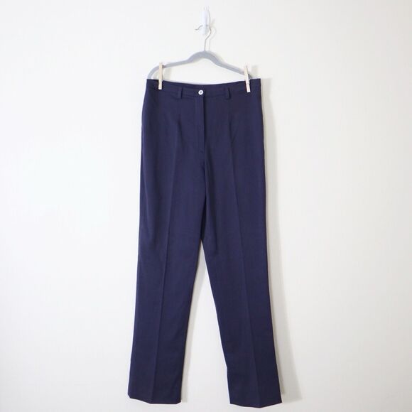 Piazza Sempione Pants - Piazza Sempione IT 46 US 10 High Rise Pants Straight Leg Blue Stretch Cotton